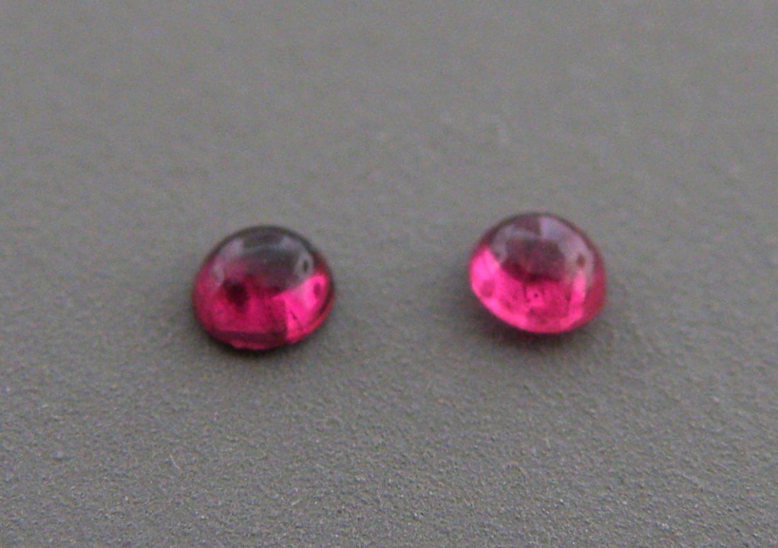 3mm ROUND MATCHING PAIR CABOCHON NATURAL UNTREATED RUBY (1 of 1)
