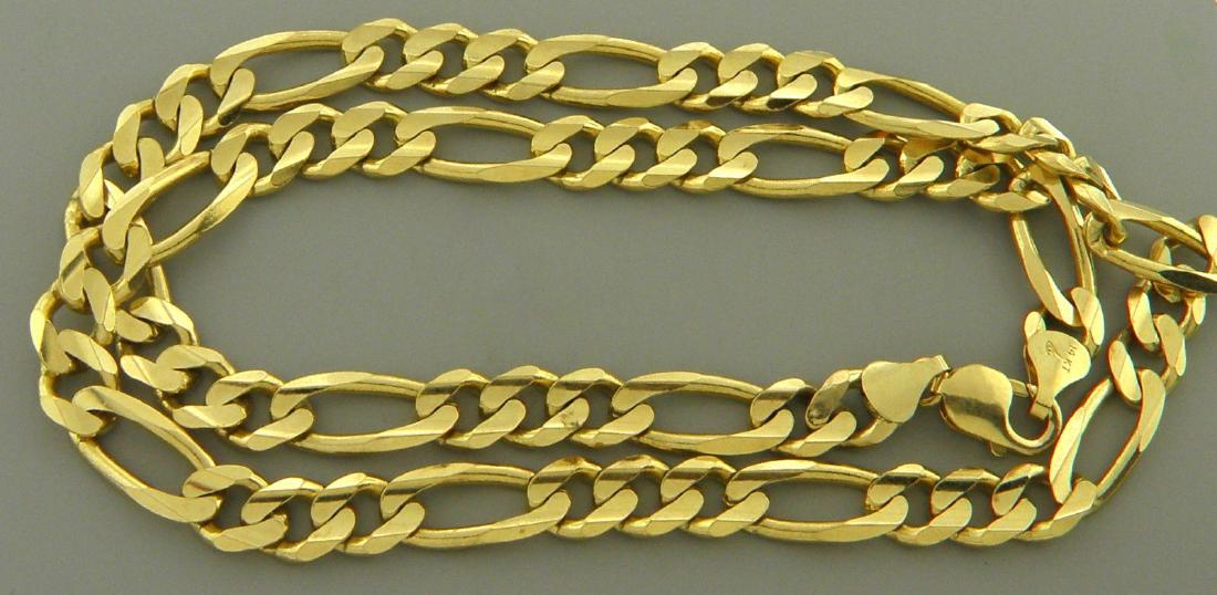 NEW 14K YELLOW GOLD CHAIN, 22" FIGARO NECKLACE 9.5MM (1 of 2)