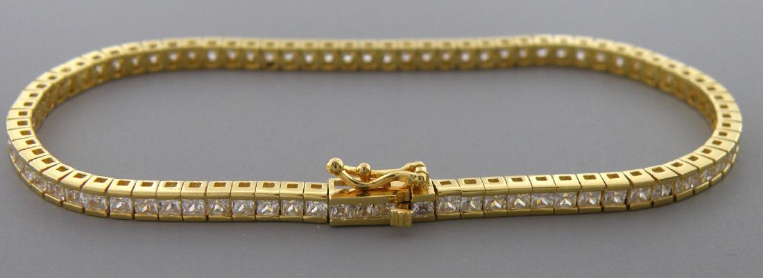 NEW GOLD PLATED STERLING SILVER CZ TENNIS BRACELET (1 of 2)