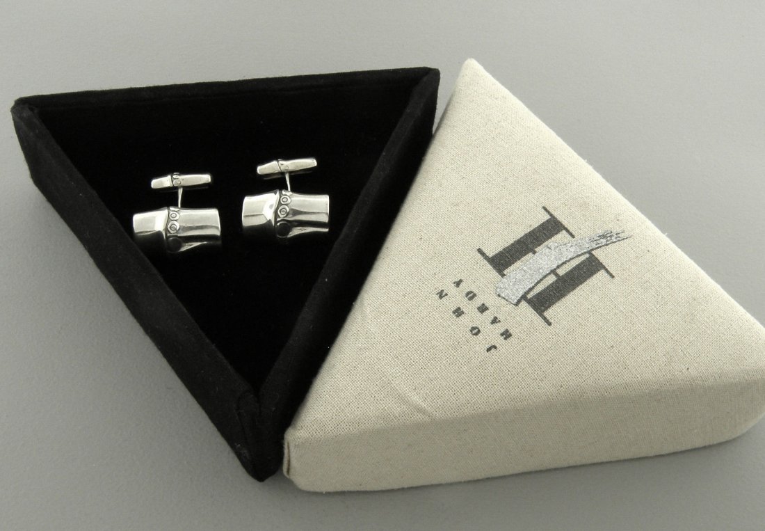 JOHN HARDY STERLING SILVER BAMBOO CUFFLINKS WITH BOX (1 of 2)