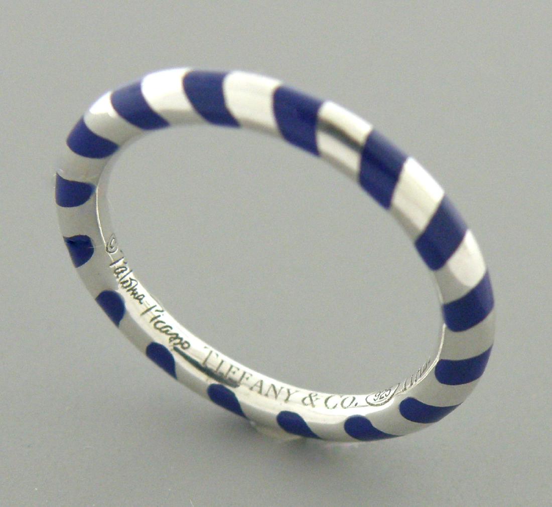 TIFFANY & Co. STERLING SILVER BLUE ENAMEL LADIES RING (1 of 2)