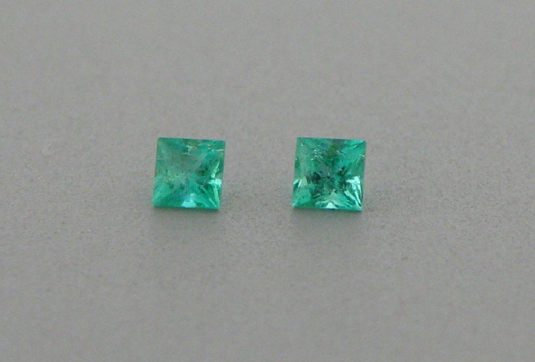 2mm MATCHING PAIR PRINCESS NATURAL COLOMBIAN EMERALD: Sale is for 2 princess cut natural Colombian emeralds Matching pair Emerald measures 2mm x 2mm New, never used before