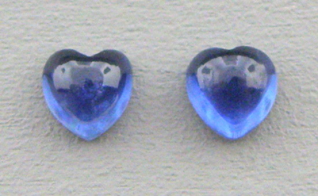 4mm MATCHING PAIR HEART SHAPE CABOCHON NATURAL SAPPHIRE (1 of 1)