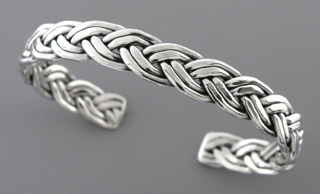 NEW STERLING SILVER TWIST KNOT ROPE UNISEX CUFF BANGLE (1 of 2)