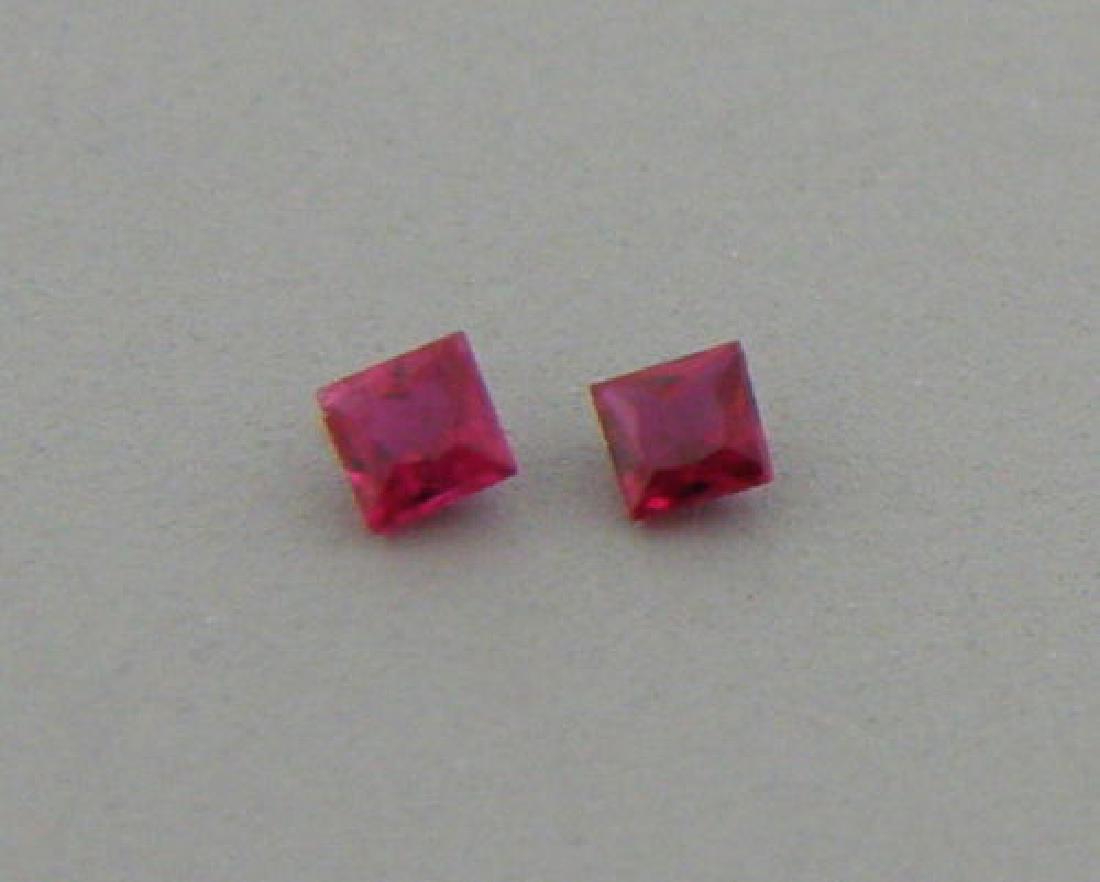 2mm MATCHING PAIR PRINCESS CUT LOOSE NATURAL RUBY (1 of 1)