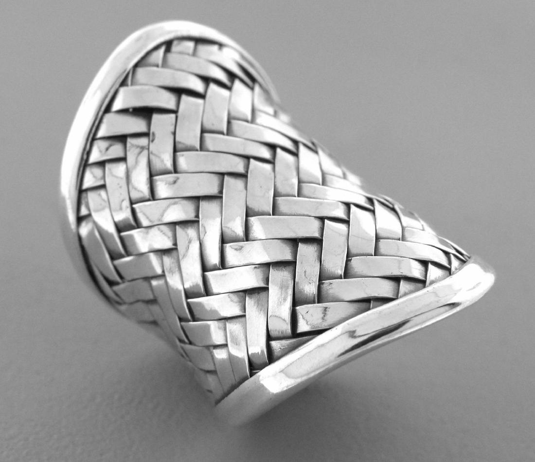 NEW STERLING SILVER LARGE BASKET WEAVE SADDLE RING (1 of 2)