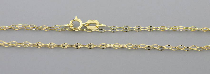 NEW 14K YELLOW GOLD CABLE CHAIN, 18" NECKLACE ITALY: Necklace measures 18" Long x 0.8mm Wide 14K Yellow gold chain New Stamped 14KT ITALY Total weight 0.5 grams