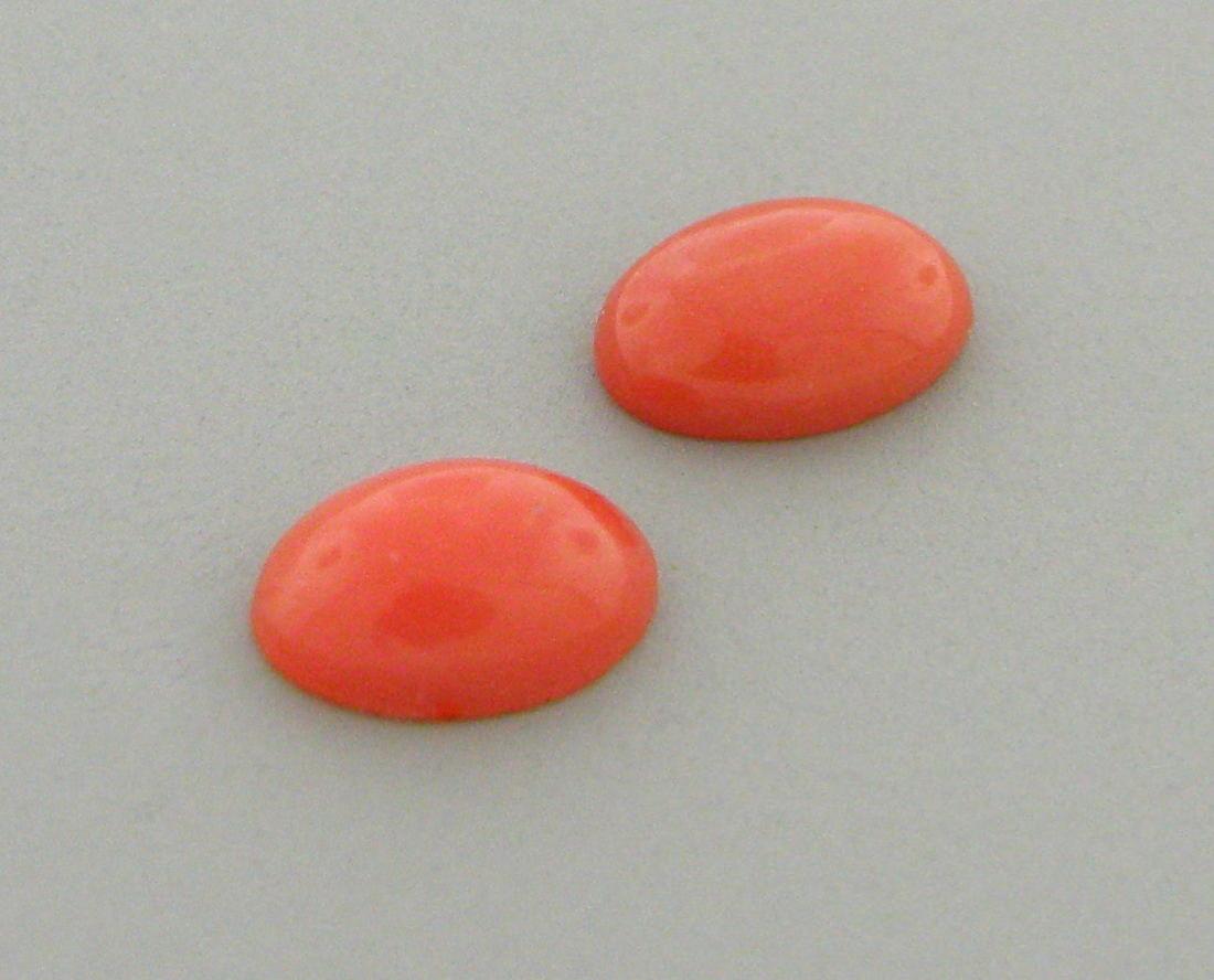 UNTREATED 6x4mm SEA CORAL OVAL SHAPE RED OX BLOOD PAIR (1 of 2)