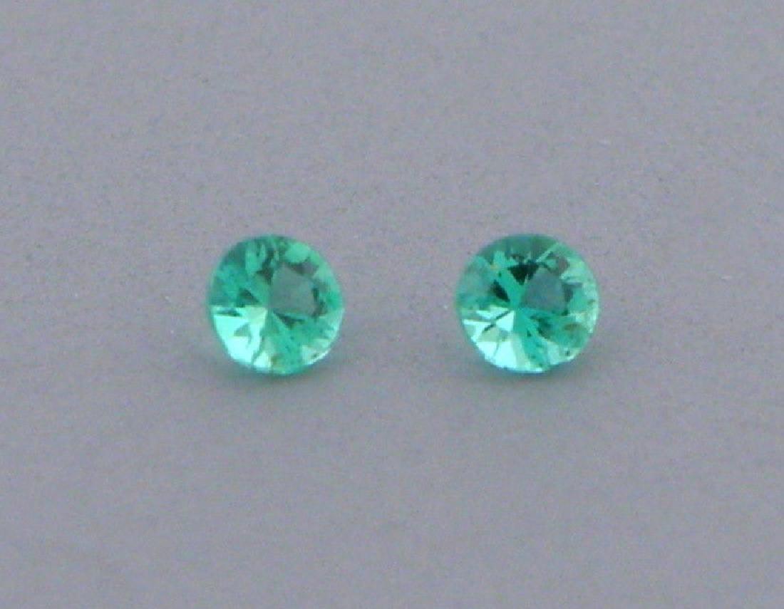 2.5mm MATCHING PAIR ROUND CUT NATURAL COLOMBIAN EMERALD: LOOSE NATURAL COLOMBIAN EMERALD ROUND CUT Sale is for 2 round cut natural Emeralds Matching pair Emeralds measures 2.5mm in diameter New, never used before