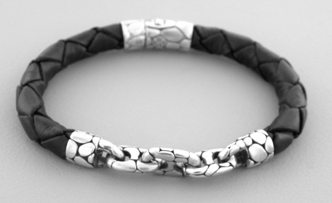JOHN HARDY STERLING SILVER LEATHER MENS 9" BRACELET (1 of 2)