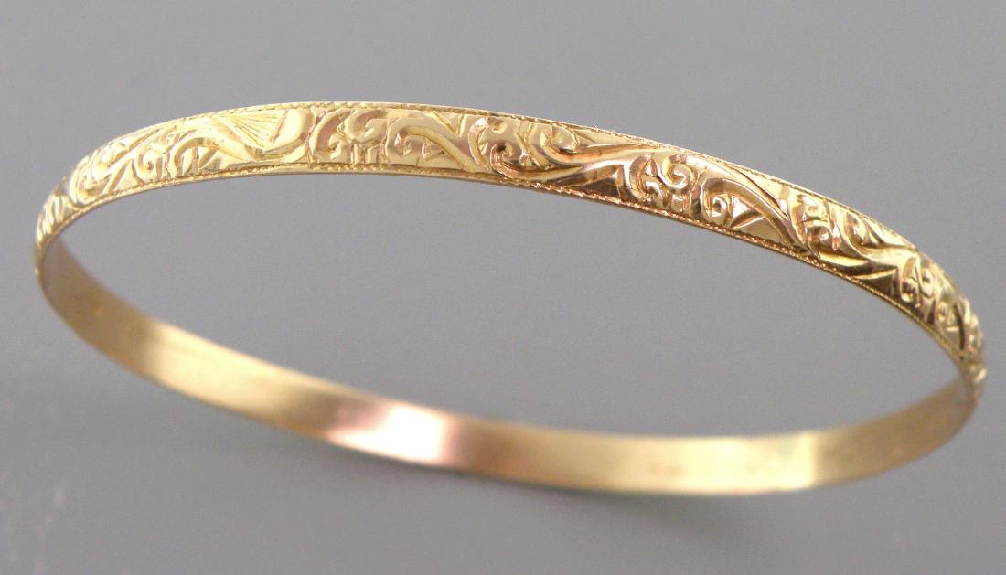 18K YELLOW GOLD LADIES MOROCCAN BANGLE BRACELET LARGE (1 of 2)