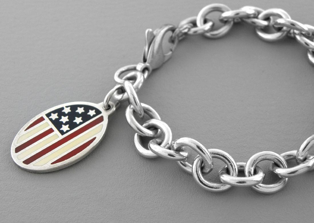 TIFFANY & Co. STERLING SILVER ENAMEL FLAG BRACELET (1 of 2)