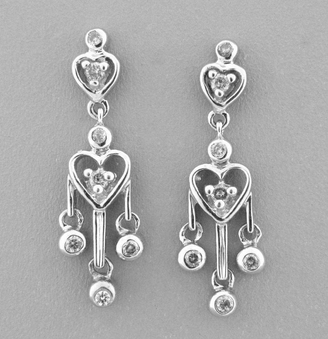 VINTAGE 14K WHITE GOLD LADIES DIAMOND DANGLE EARRINGS (1 of 2)