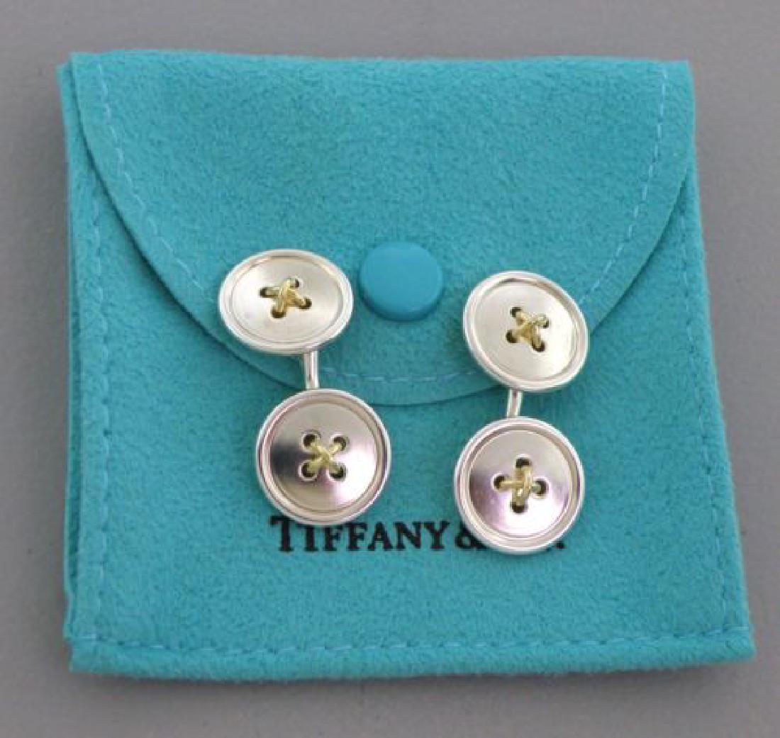 TIFFANY & Co. 18K GOLD STERLING SILVER BUTTON CUFFLINKS (1 of 2)