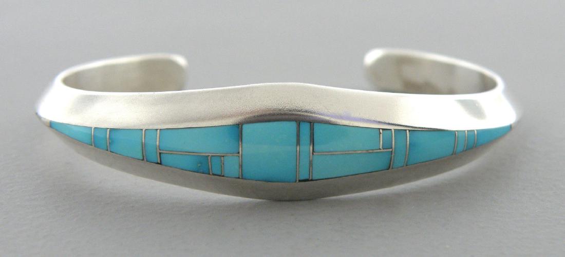 STERLING SILVER GIRLS TURQUOISE CUFF BANGLE BRACELET (1 of 2)