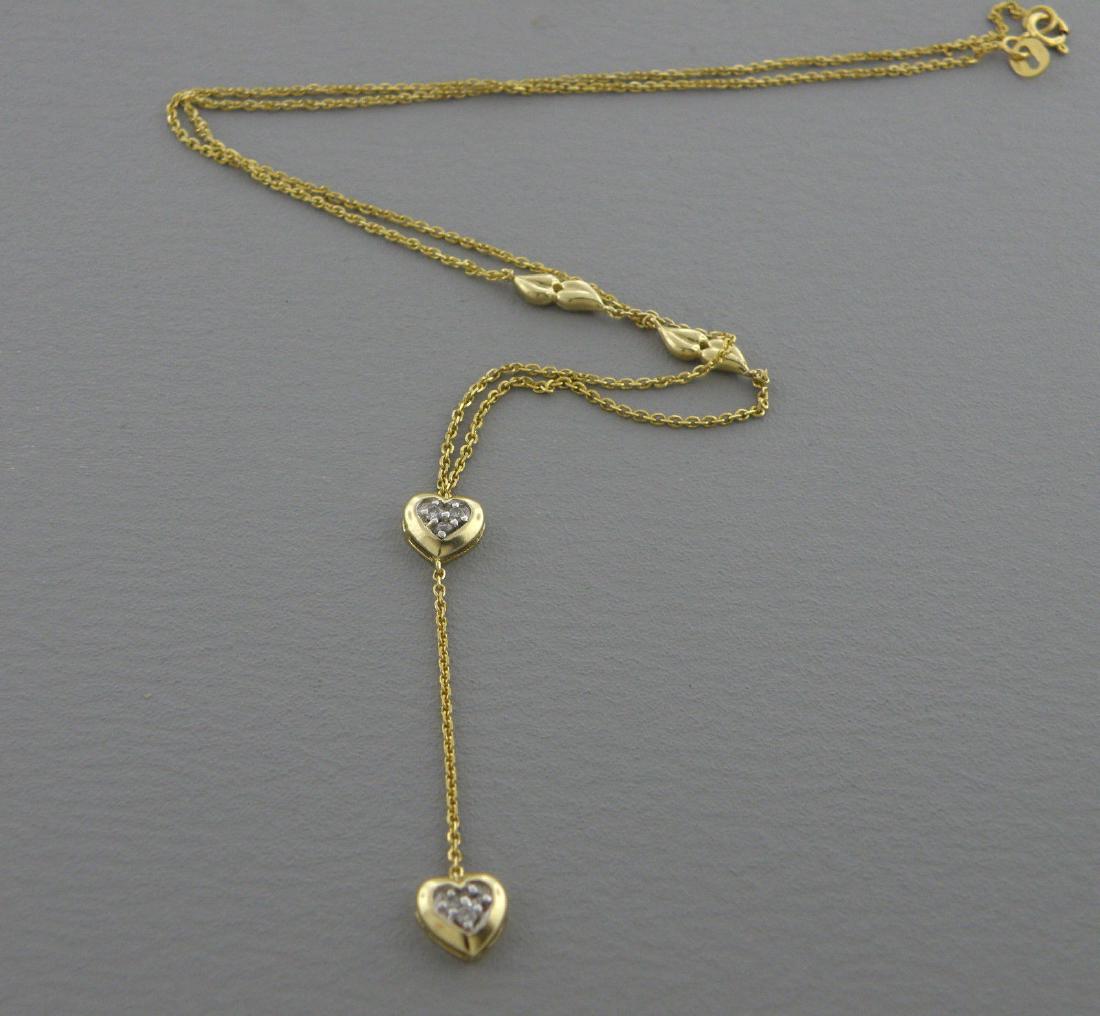 14K YELLOW GOLD DIAMOND HEART DANGLE DROP NECKLACE (1 of 2)