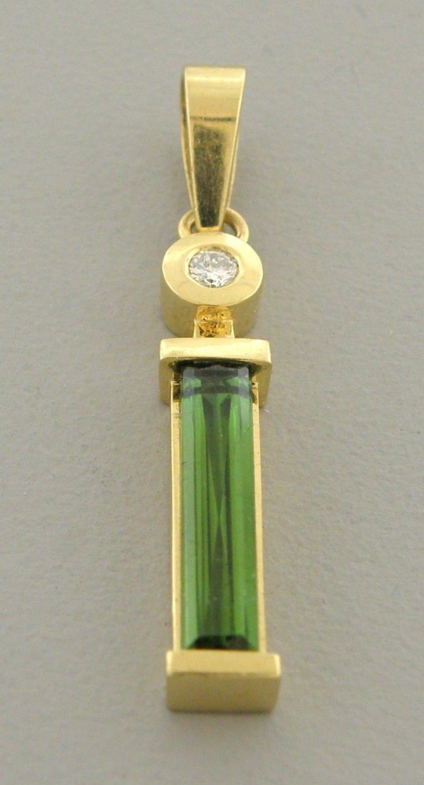 14K YELLOW GOLD LADIES DIAMOND GREEN TOURMALINE PENDANT (1 of 2)