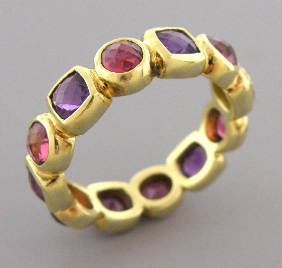 DAVID YURMAN 18K Y/ GOLD TOURMALINE AMETHYST BAND RING (1 of 2)