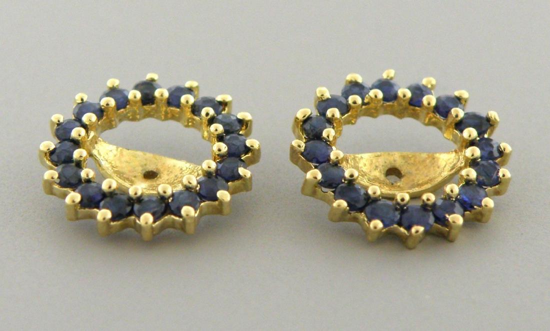 14K YELLOW GOLD BLUE SAPPHIRE EARRING JACKETS FOR STUDS