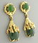 VINTAGE 14K GOLD GREEN JADE LADIES DANGLE EARRING