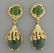 VINTAGE 14K GOLD GREEN JADE LADIES DANGLE EARRING - 2