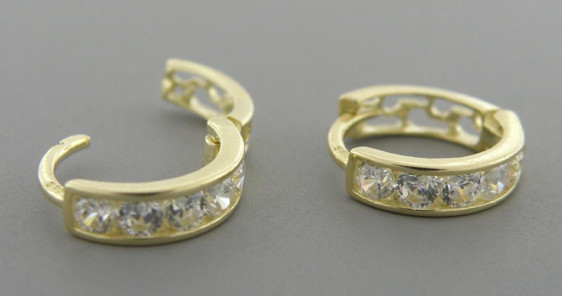 NEW 14K YELLOW GOLD CZ BABY HUGGIE HOOP EARRINGS (1 of 2)