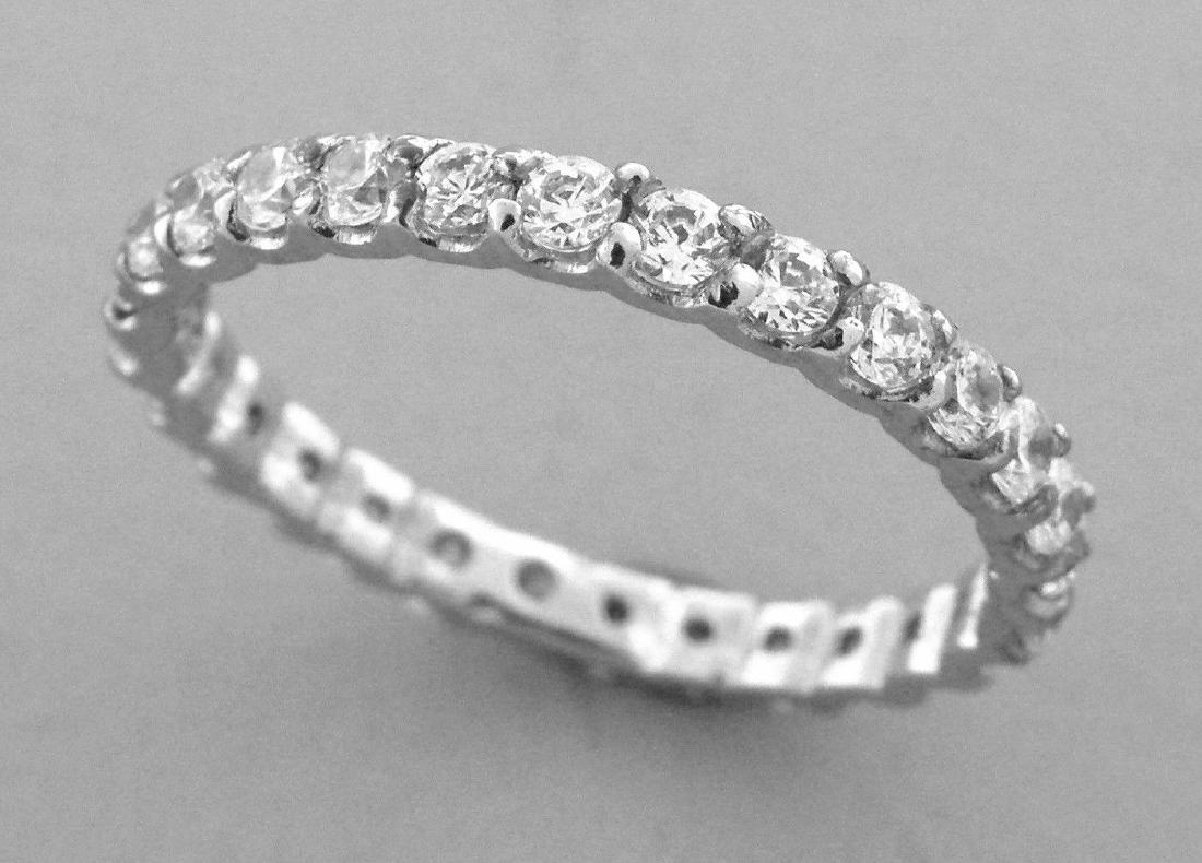14K WHITE GOLD FULL ETERNITY CZ RING WEDDING BAND RING (1 of 2)