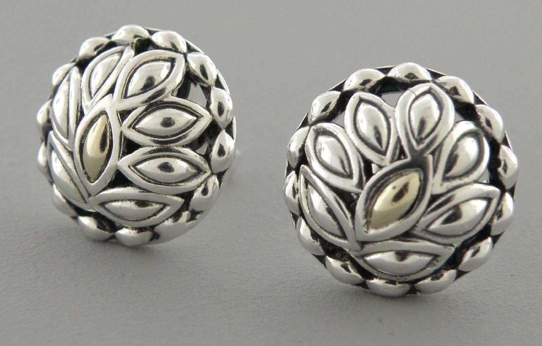 A by JOHN HARDY 14K GOLD STERLING SILVER LEAF EARRINGS (1 of 2)