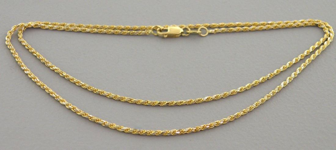 NEW 14K YELLOW GOLD WHITE PAVE ROPE CHAIN, 18" NECKLACE (1 of 2)