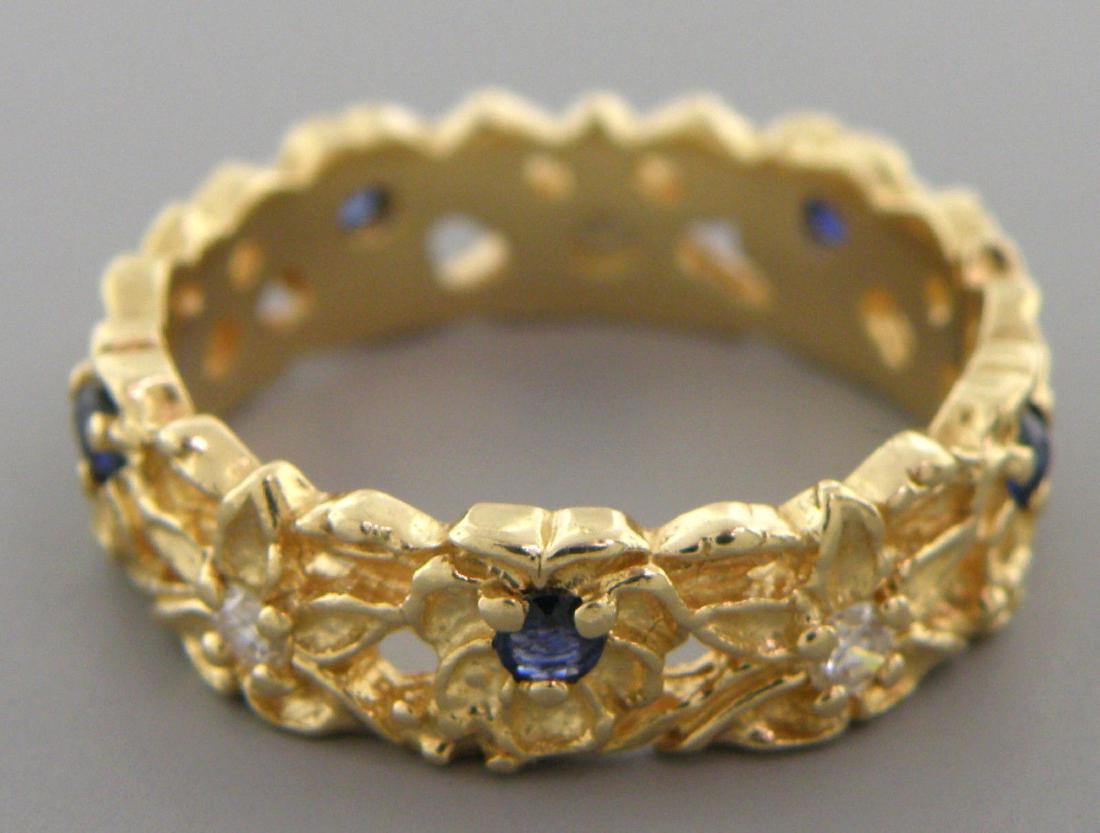 VINTAGE 14K GOLD DIAMOND SAPPHIRE RING WEDDING BAND (1 of 2)
