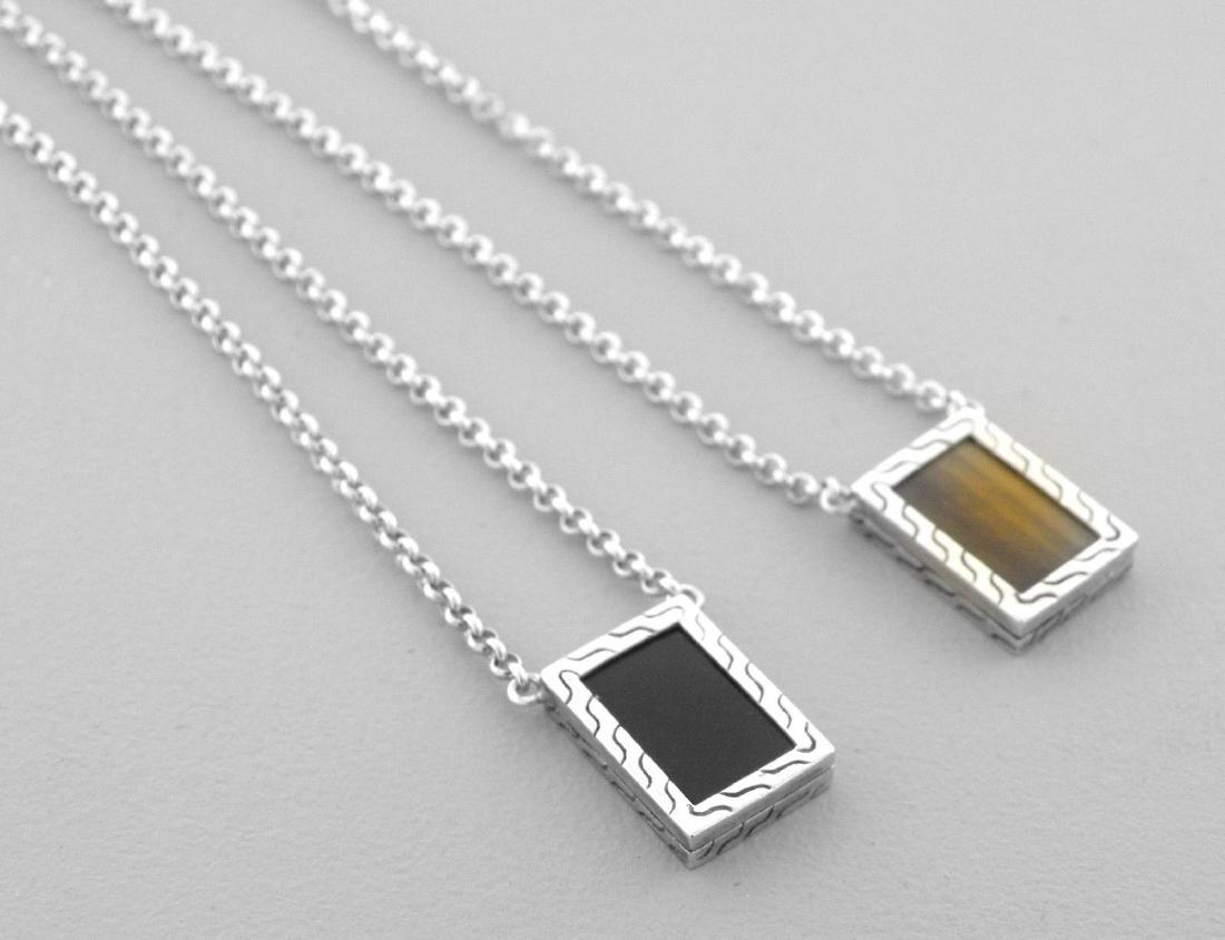 JOHN HARDY STERLING SILVER TIGER EYE AND ONYX NECKLACE (1 of 2)