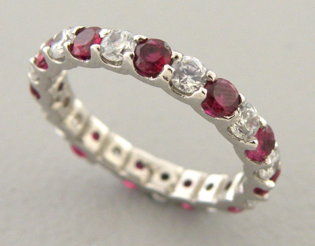 14K WHITE GOLD FULL ETERNITY CZ RING WEDDING BAND RING (1 of 2)