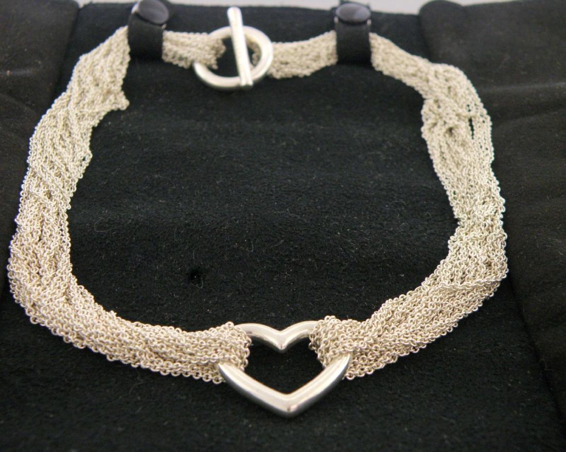TIFFANY & Co STERLING SILVER HEART MESH TOGGLE NECKLACE (1 of 2)