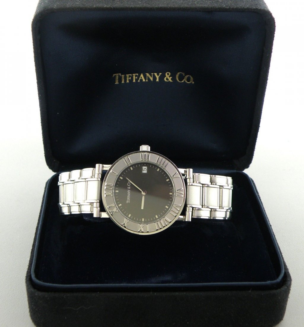 TIFFANY & Co. ATLAS STAINLESS STEEL UNISEX WATCH BOX (1 of 2)