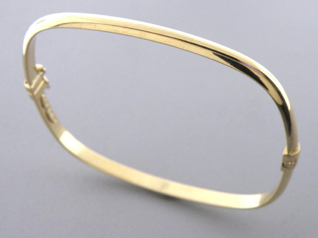 NEW 14K YELLOW GOLD LADIES GIRLS SQUARE BANGLE BRACELET (1 of 2)