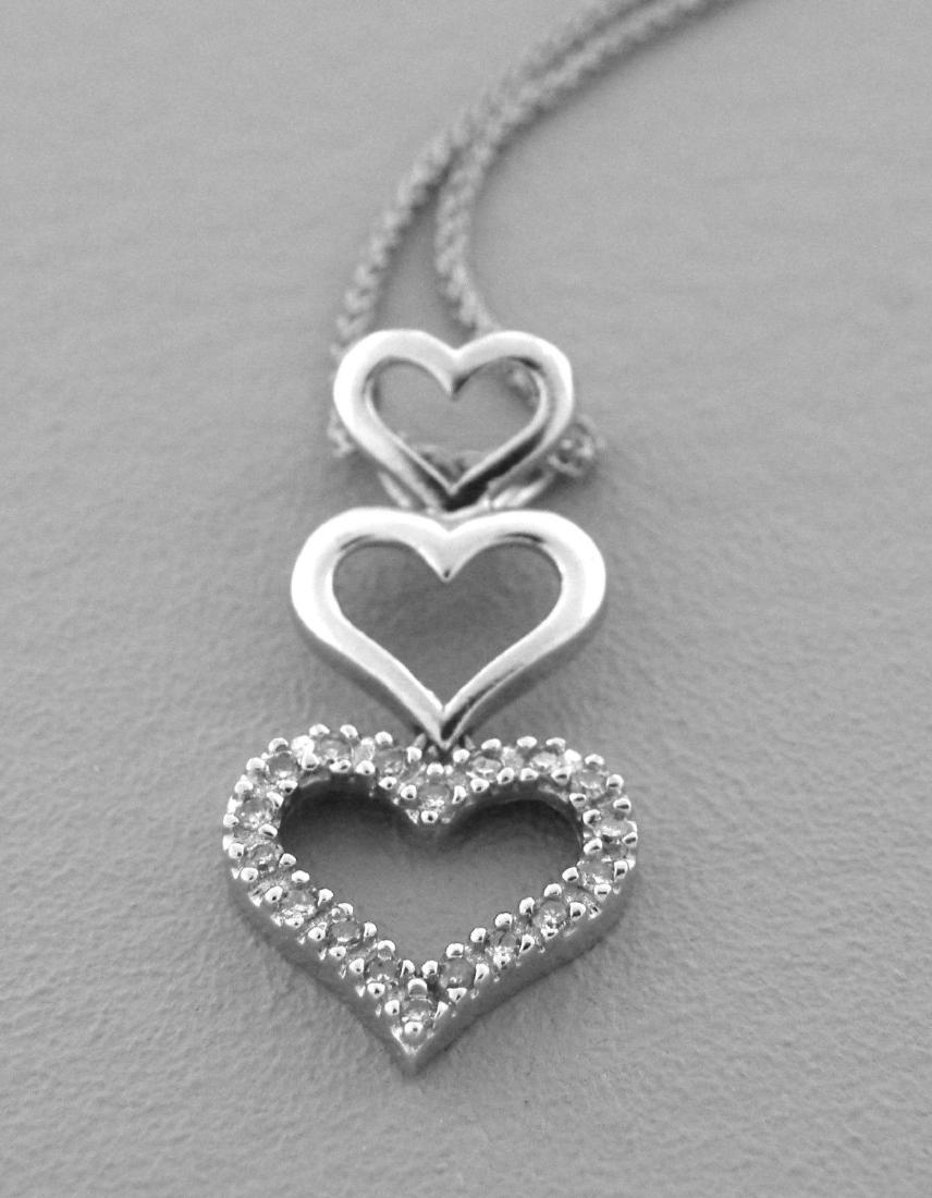 14K W/ GOLD DIAMOND TRIPLE HEART DANGLE DROP NECKLACE (1 of 2)
