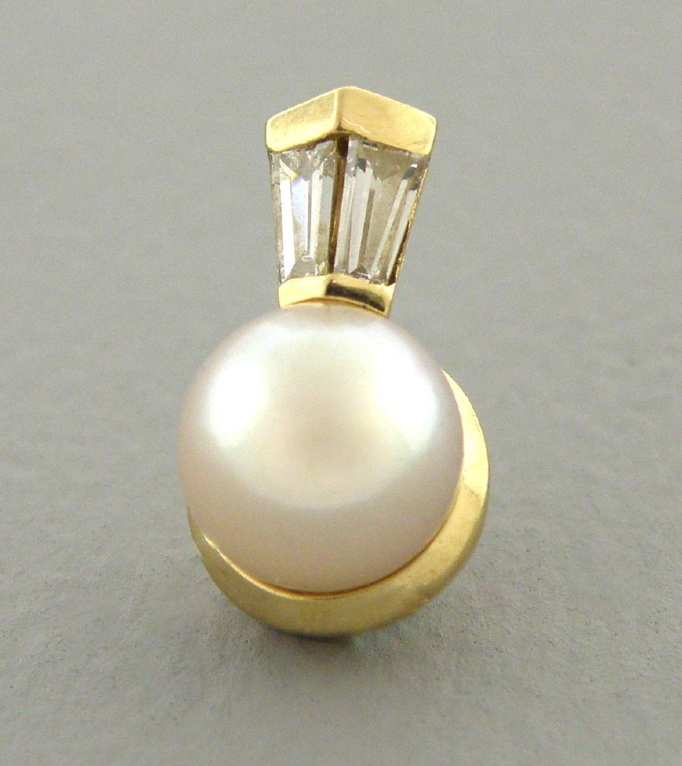 14K YELLOW GOLD DIAMOND PEARL SLIDE PENDANT (1 of 2)