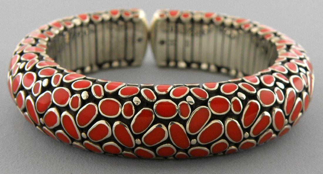 JOHN HARDY STERLING SILVER RED ENAMEL CUFF BRACELET (1 of 2)