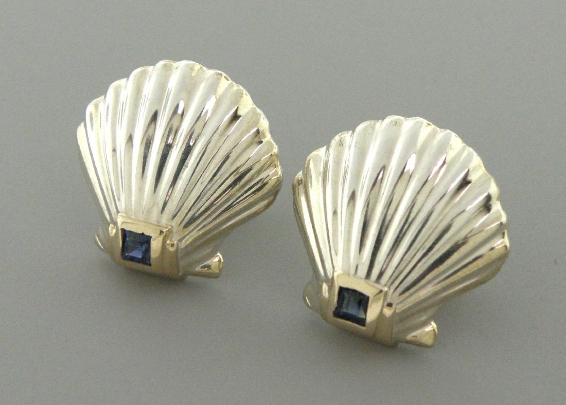TIFFANY & Co. 14K STERLING SILVER SAPPHIRE EARRINGS (1 of 2)