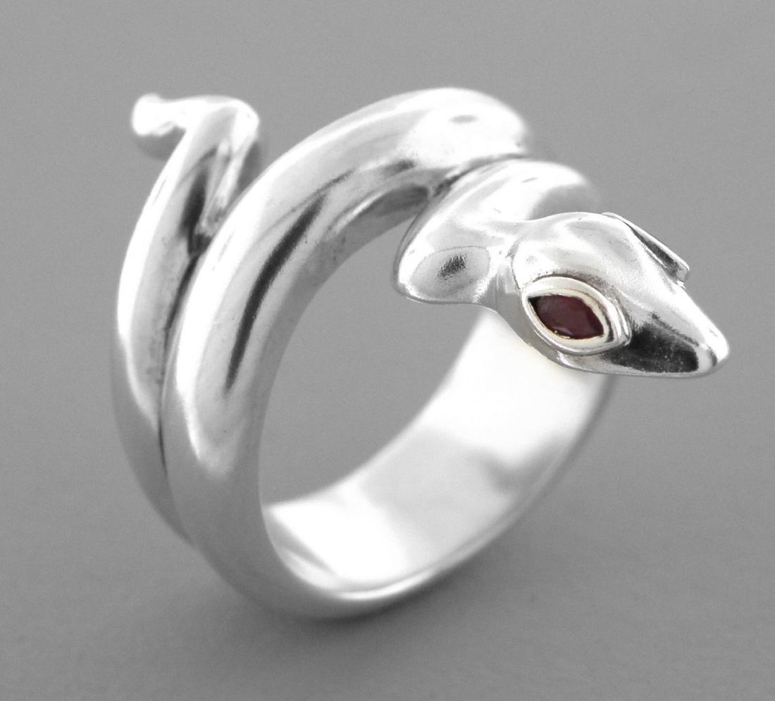 KIESELSTEIN CORD PETER THE SNAKE RUBY EYES RING (1 of 2)