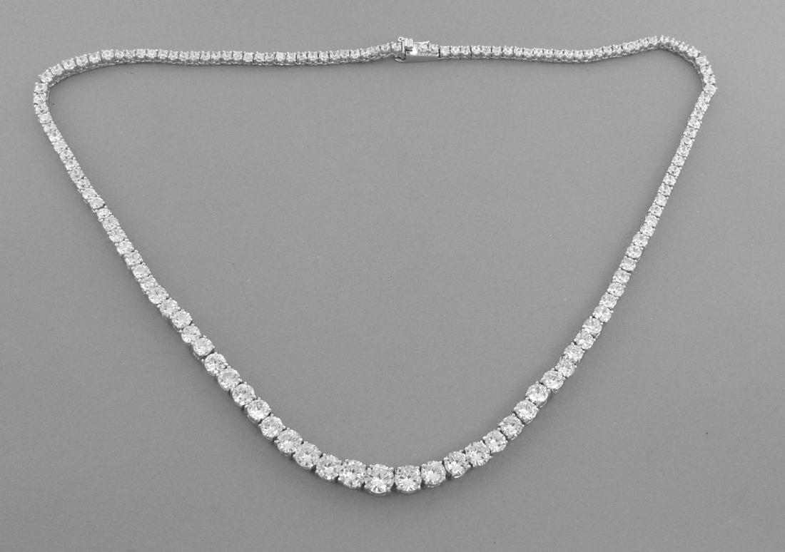 NEW STERLING SILVER CZ LADIES TENNIS GRADUATED NECKLACE (1 of 2)