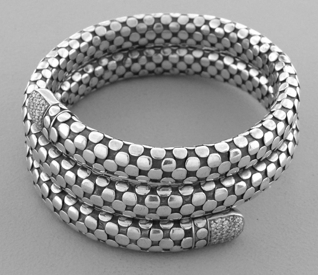 JOHN HARDY 18K STERLING SILVER DIAMOND COIL BRACELET (1 of 2)