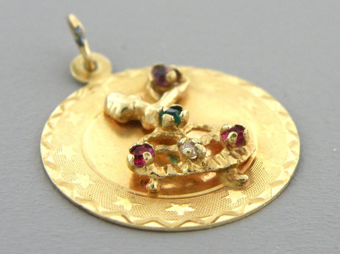 VINTAGE 14K GOLD BALLERINA DIAMOND EMERALD RUBY PENDANT (1 of 2)