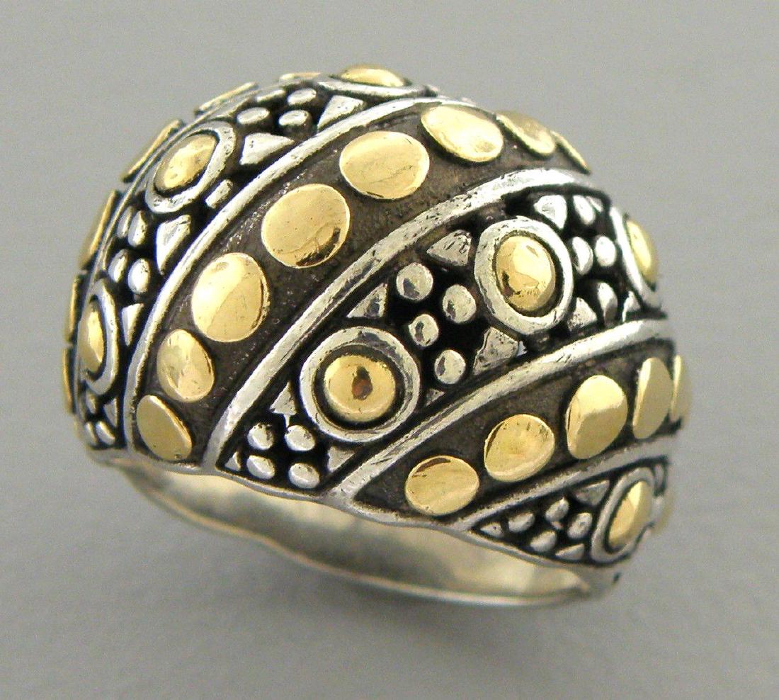 JOHN HARDY 18K GOLD SILVER LARGE DOME COCKTAIL DOT RING (1 of 2)