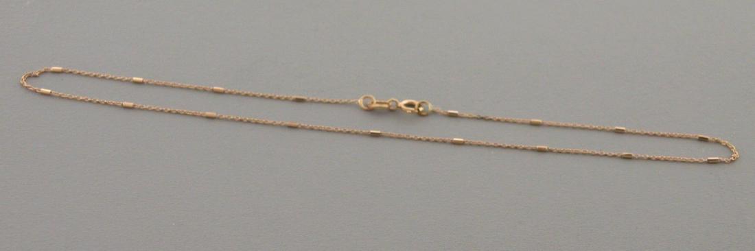 14K ROSE GOLD STUDDED BY YARD ANKLET CHAIN, 10" LONG (1 of 2)