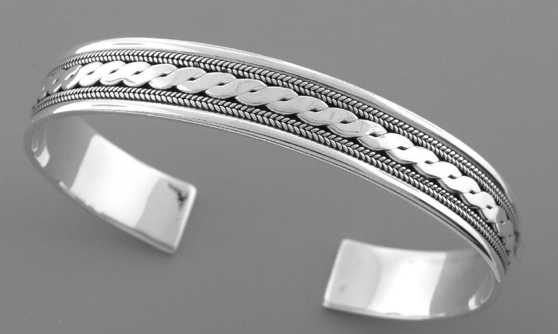 NEW STERLING SILVER TWIST KNOT ROPE MENS CUFF BANGLE (1 of 2)