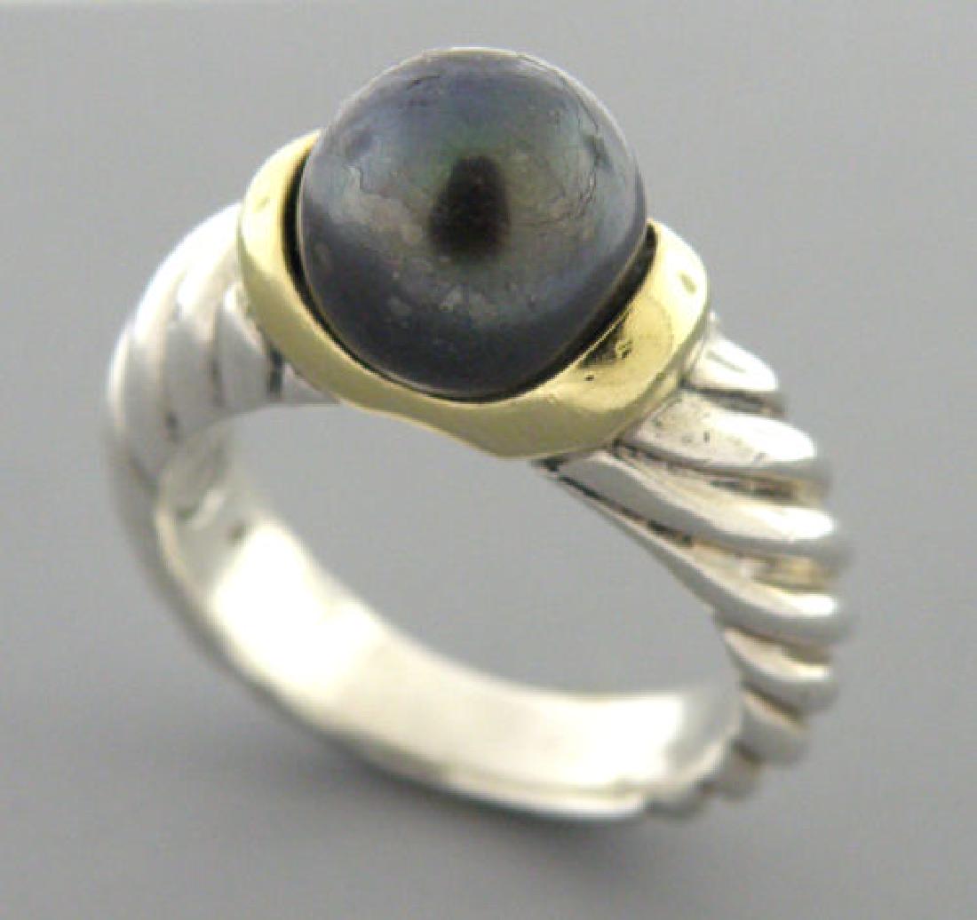 DAVID YURMAN 18K GOLD STERLING SILVER BLACK PEARL RING (1 of 1)