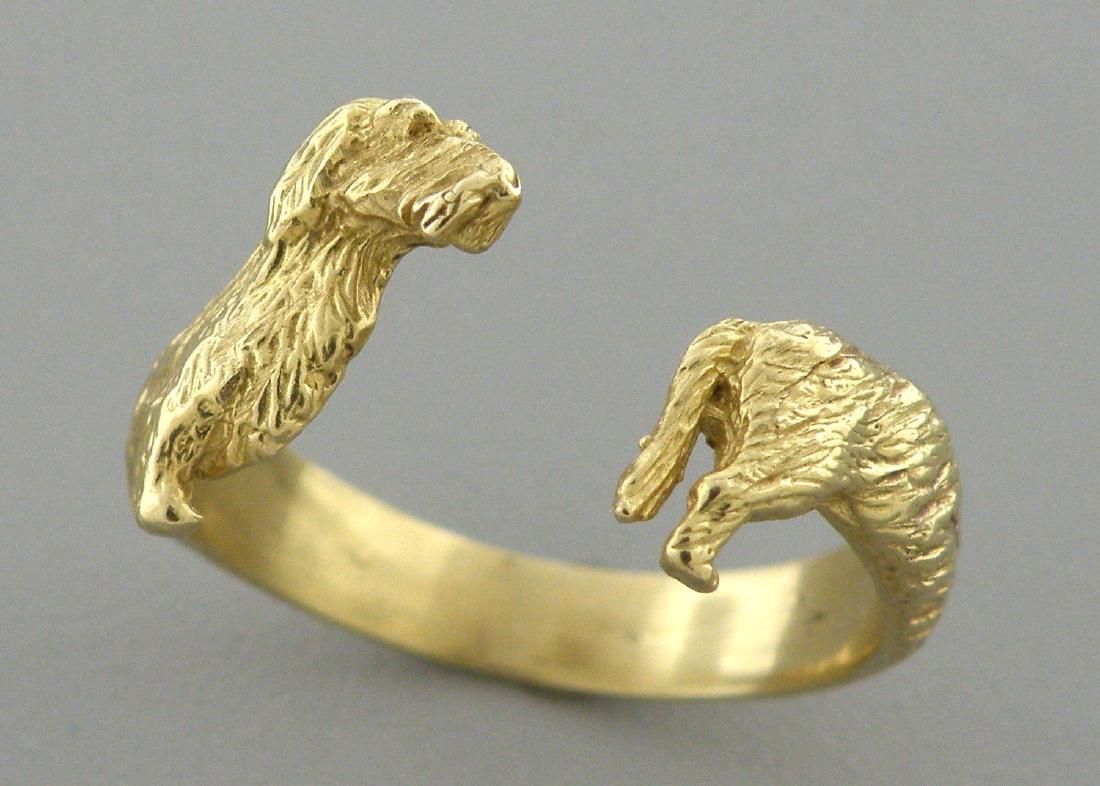 18K YELLOW GOLD DACHSHUND DOG BAND WRAP RING SIZE 7 (1 of 2)