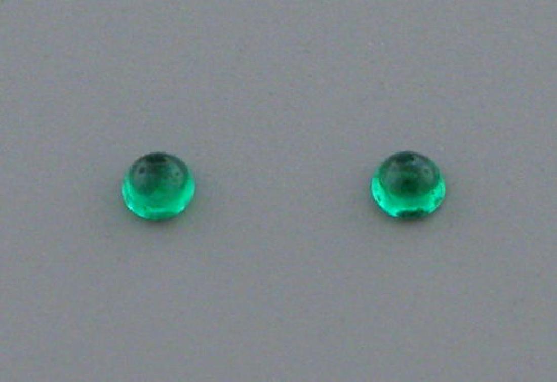 2mm ROUND MATCHING PAIR CABOCHON COLOMBIAN EMERALD: Sale is for 2 round cabochon natural Colombian Emeralds Matching pair Emeralds measures 2mm in diameter Natural New, never used before