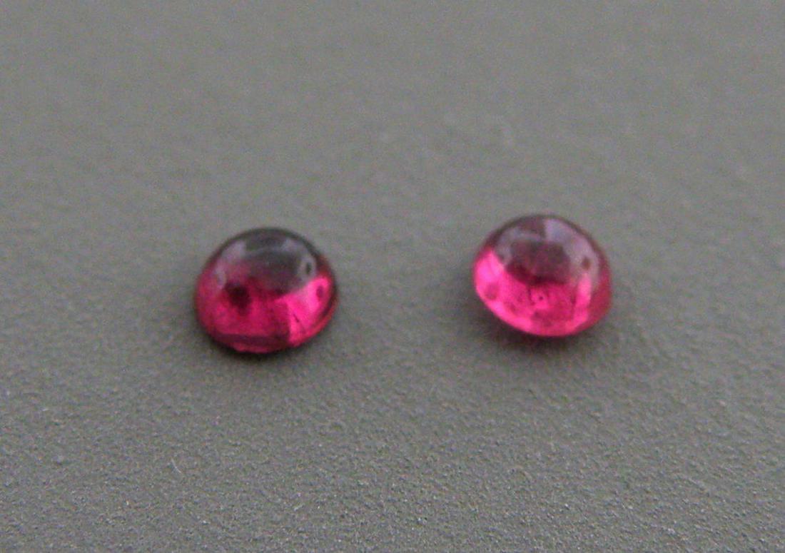 3mm ROUND MATCHING PAIR CABOCHON NATURAL UNTREATED RUBY (1 of 1)